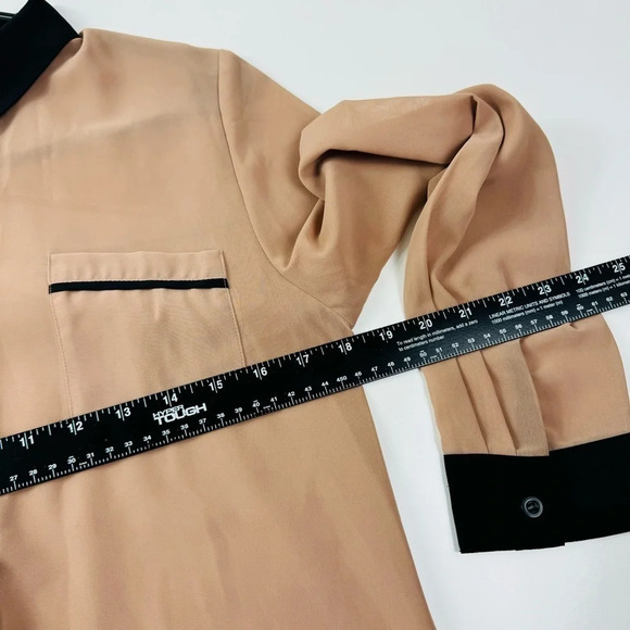 Blu Pepper Blush Semi Sheer Chiffon Long Sleeve Blouse Size Medium - Picture 8 of 10